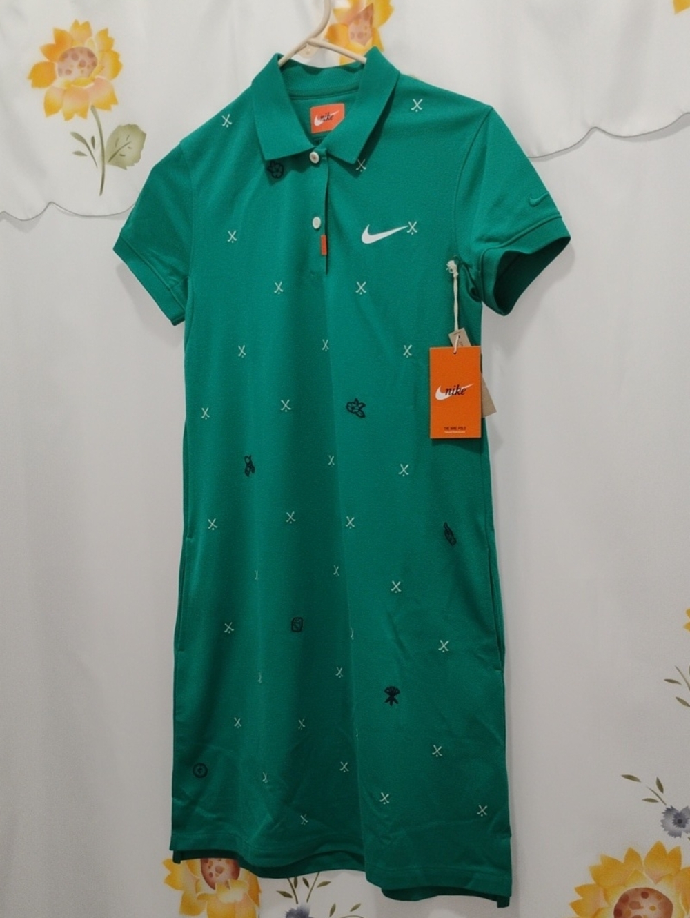 Nike Green Polo Mini Dress with Subtle Embroidery Size XS
